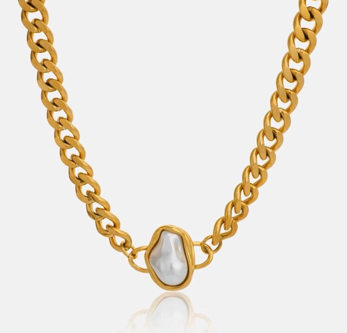 Baroque Pearl Chain Necklace – Gold Statement Pearl Necklace