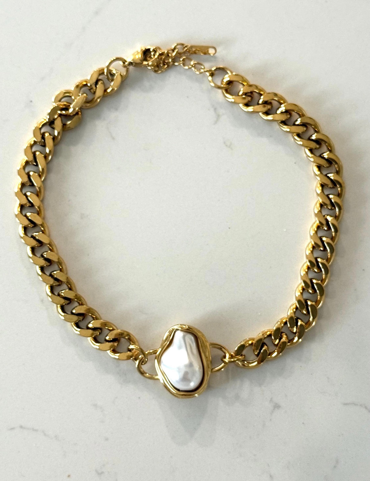 Baroque Pearl Chain Necklace – Gold Statement Pearl Necklace